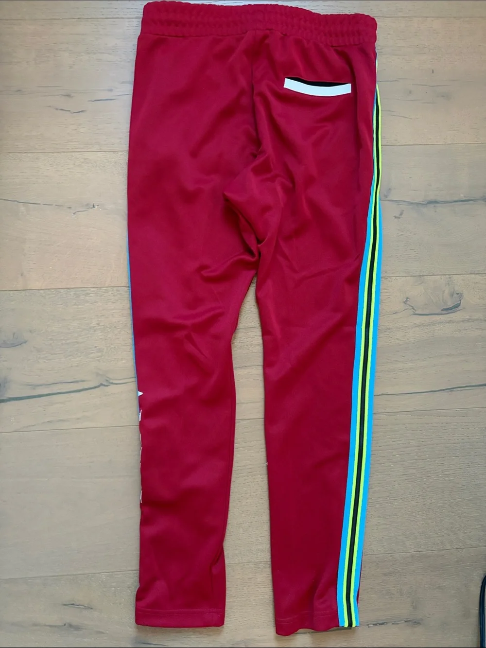Red Track Pants with Side Stripe Detail